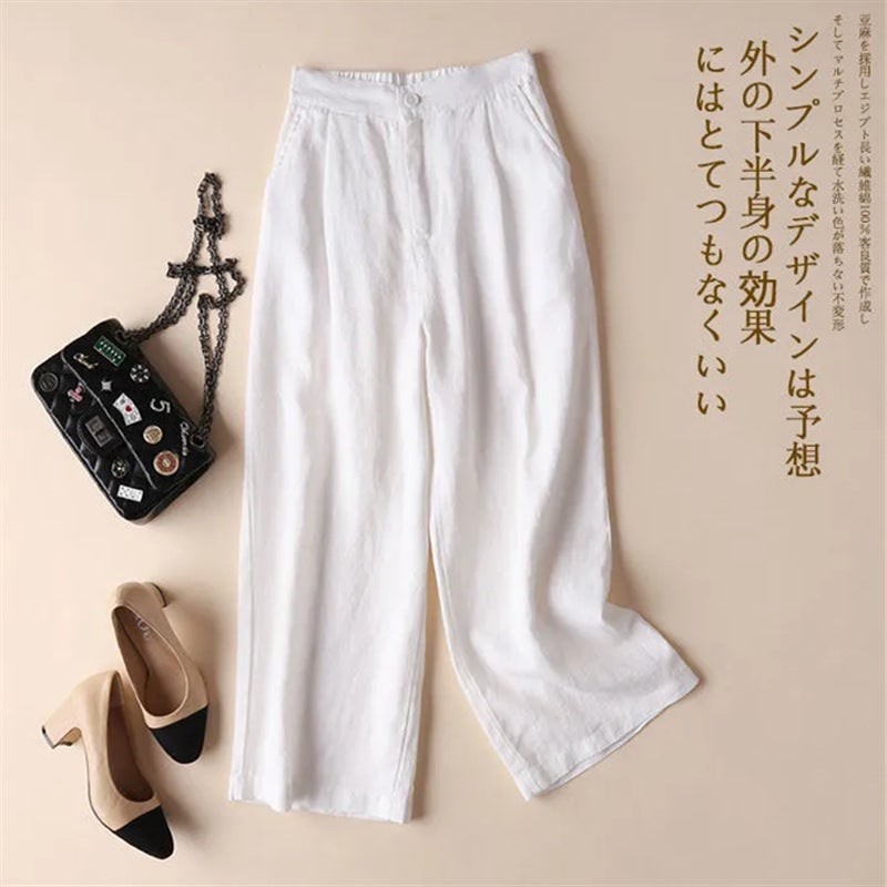 Linen Wide-Leg Pants Five Colors Six Sizes Summer Women'S New Cropped Drape Casual Pants Women'S Cotton Linen Loose Pants Women - Image 5