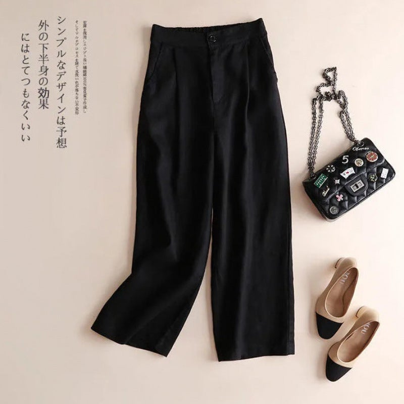 Linen Wide-Leg Pants Five Colors Six Sizes Summer Women'S New Cropped Drape Casual Pants Women'S Cotton Linen Loose Pants Women - Image 4