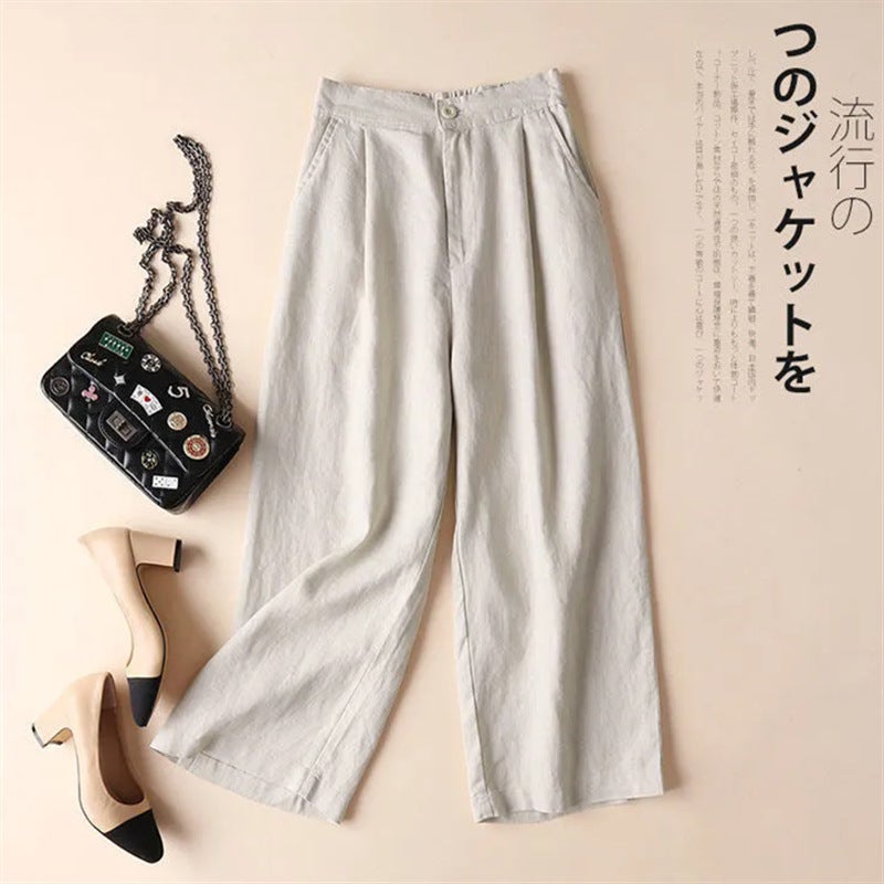 Linen Wide-Leg Pants Five Colors Six Sizes Summer Women'S New Cropped Drape Casual Pants Women'S Cotton Linen Loose Pants Women - Image 3