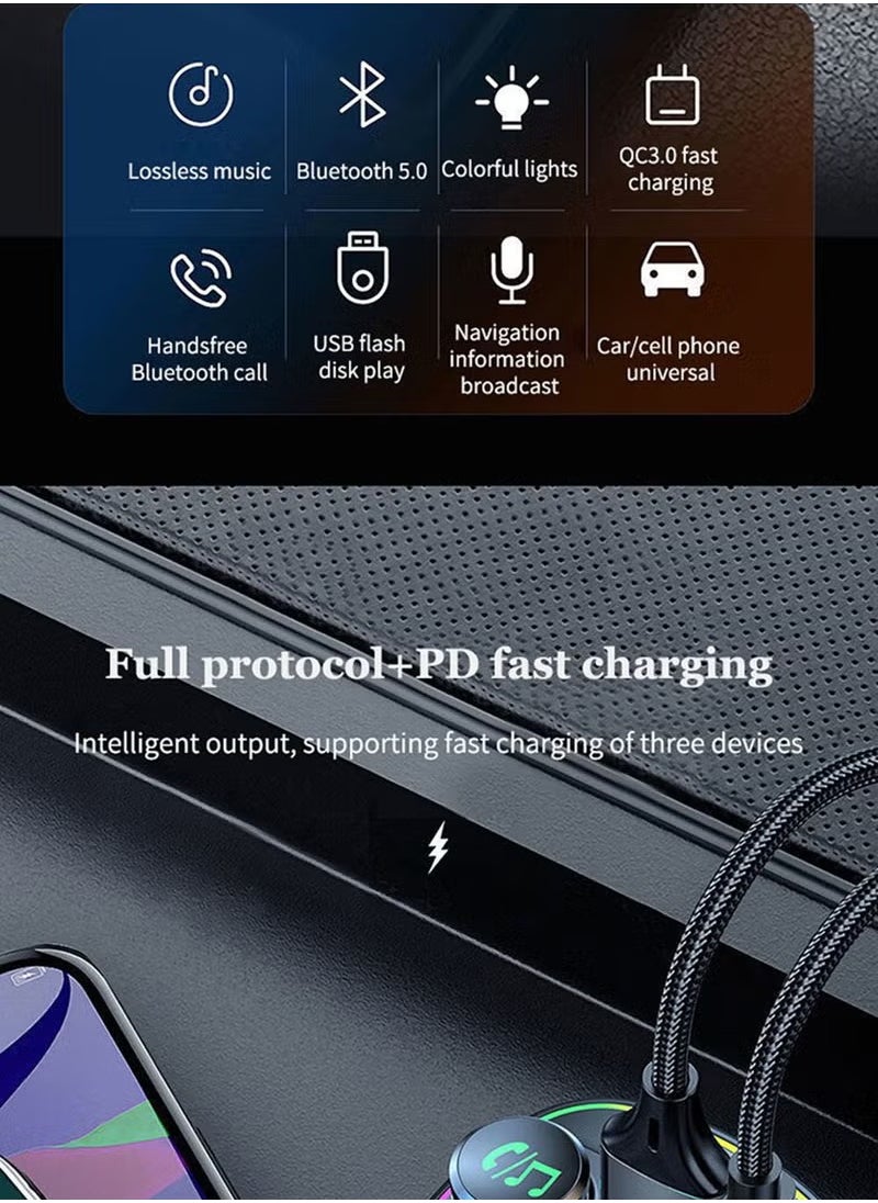 ARNOTEC - Dual Display Voltage Detection for Car Bluetooth Charger Car MP3 Bluetooth Player Lossless Sound Quality USB Quick Charge - Image 1