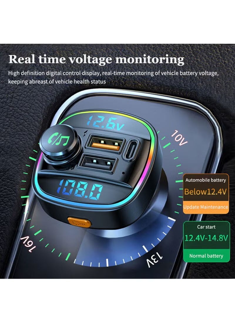 ARNOTEC - Dual Display Voltage Detection for Car Bluetooth Charger Car MP3 Bluetooth Player Lossless Sound Quality USB Quick Charge - Image 1