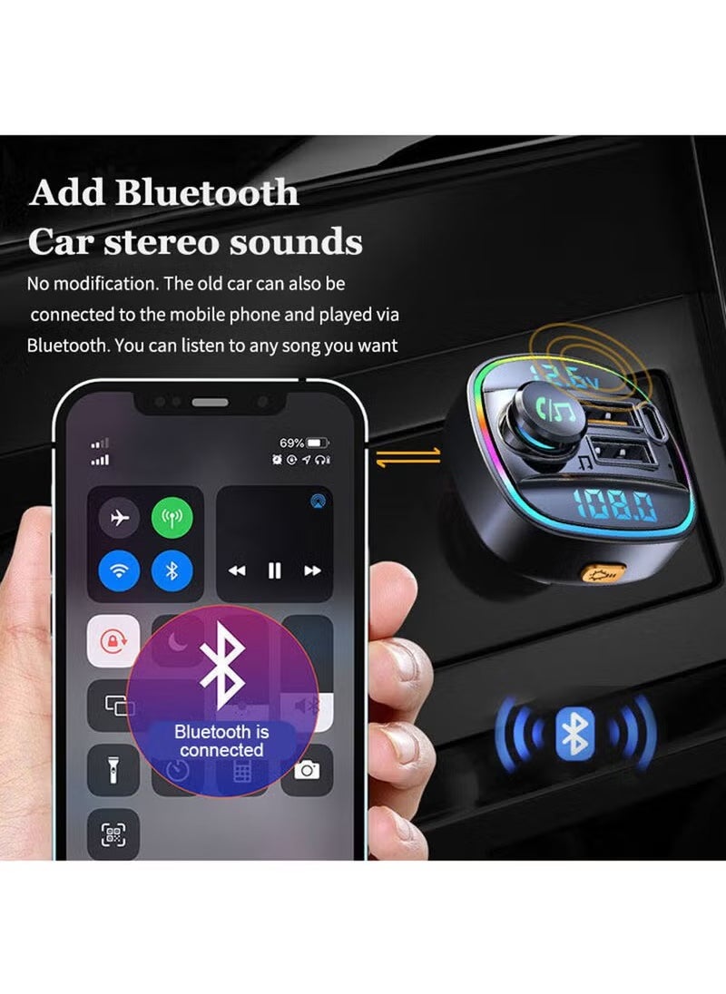 ARNOTEC - Dual Display Voltage Detection for Car Bluetooth Charger Car MP3 Bluetooth Player Lossless Sound Quality USB Quick Charge - Image 1