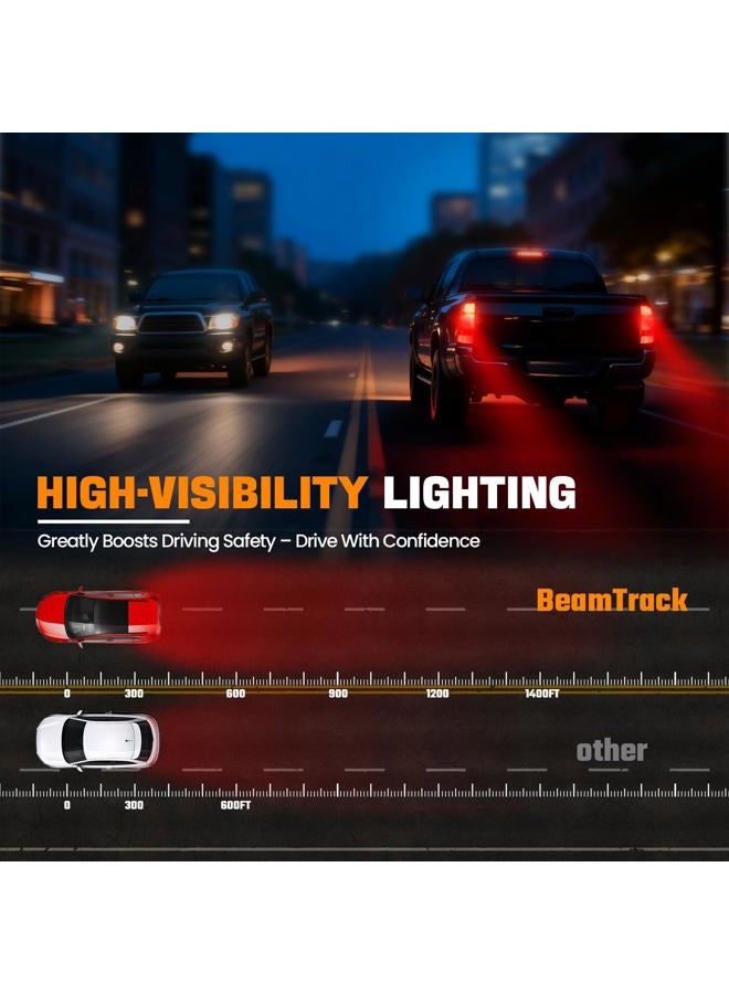 BeamTrack LED Tail Light Assemblies Compatible with 2005-2015 Toyota Tacoma Pickup, Left Driver and Right Passenger Side Taillights Rear Brake Signals with Bulbs and Harness (Black) - Image 5