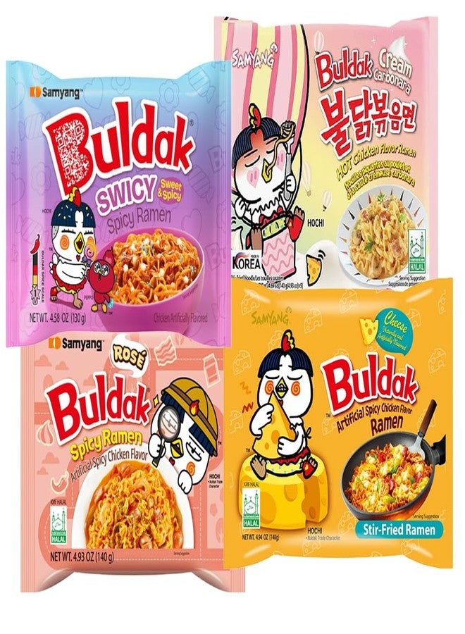 Pinstar Premium Samyang Spicy en Ramen 11 Flavor Variety Pack - FREE Chopsticks - Korean Buldak Ramen Noodles (11 Pack) - Image 4