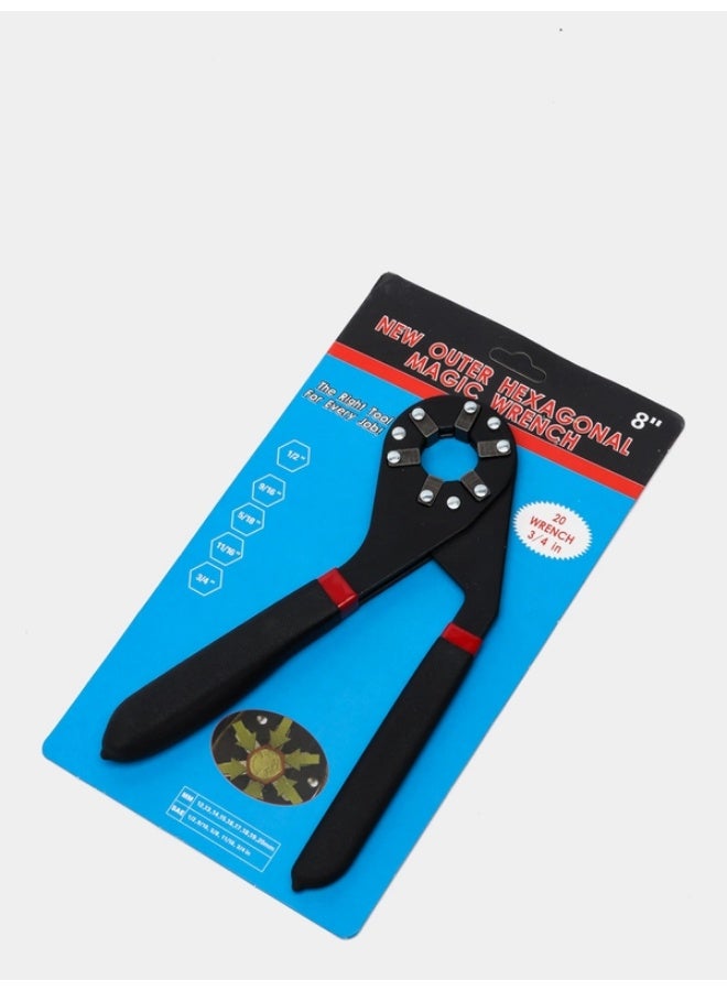 PROMASS Universal Adjustable Hexagonal Magic Wrench - 14-in-1 Multi-Function Grip Tool (7mm to 14mm / 1/4\" to 9/16\