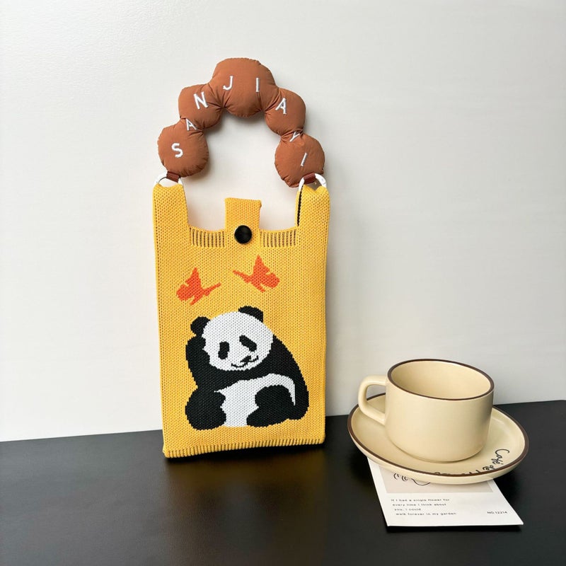 Advanced Sense Ins New Mobile Phone Bag Cute Cartoon Knitted Bag Niche Design Trendy Shoulder Crossbody Shoulder Bag - Image 1