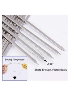 SYOSI Metal Skewers for Grilling Kabob Skewers Flat Barbecue Skewer Stainless Steel Shish Kebob Sticks Grilling Skewers Set, Reusable BBQ Sticks for Shrimp Chicken Vegetable (12 Pcs, 14 Inch)  - Image 5