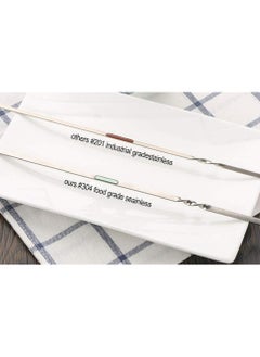 SYOSI Metal Skewers for Grilling Kabob Skewers Flat Barbecue Skewer Stainless Steel Shish Kebob Sticks Grilling Skewers Set, Reusable BBQ Sticks for Shrimp Chicken Vegetable (12 Pcs, 14 Inch)  - Image 4