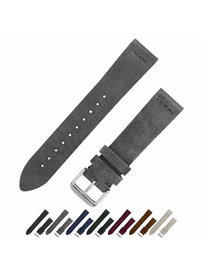 Benchmark Basics Slate Grey 20mm Suede Watch Strap - Vintage Leather Watch Band for Men & Women - Compatible with Regular & Smart Watches - Image 1