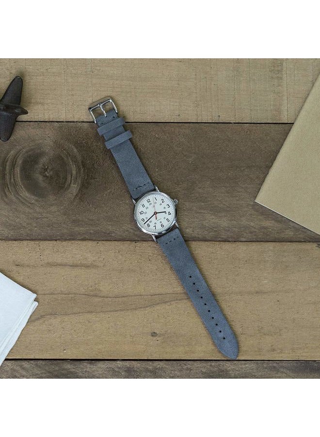 Benchmark Basics Slate Grey 20mm Suede Watch Strap - Vintage Leather Watch Band for Men & Women - Compatible with Regular & Smart Watches - Image 3