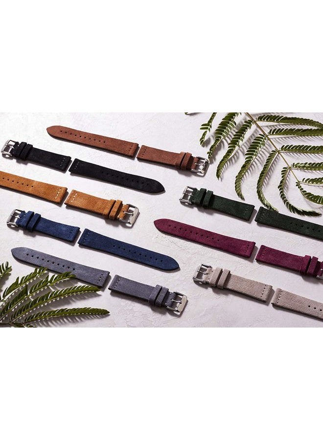 Benchmark Basics Slate Grey 20mm Suede Watch Strap - Vintage Leather Watch Band for Men & Women - Compatible with Regular & Smart Watches - Image 4