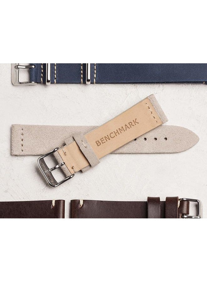 Benchmark Basics Slate Grey 20mm Suede Watch Strap - Vintage Leather Watch Band for Men & Women - Compatible with Regular & Smart Watches - Image 5