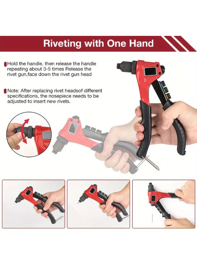 Portable Rivet Gun Set Includes 80 Rivets And 4 Rivet Heads, Suitable for Door Handles, Windows, And Metal - Image 4
