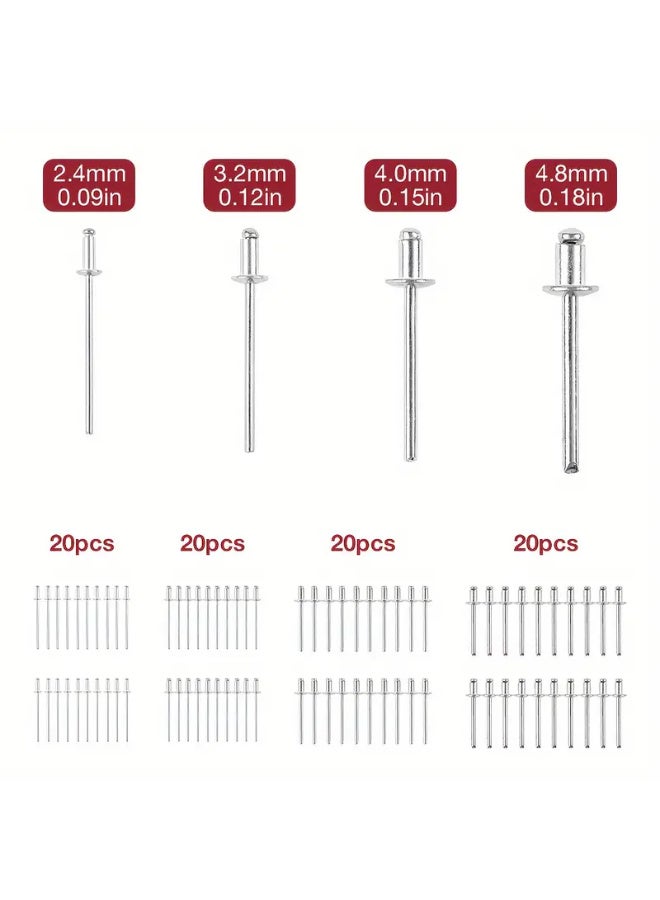 Portable Rivet Gun Set Includes 80 Rivets And 4 Rivet Heads, Suitable for Door Handles, Windows, And Metal - Image 5