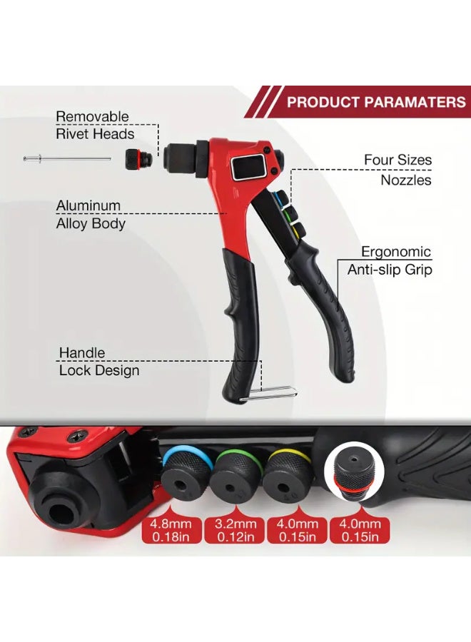 Portable Rivet Gun Set Includes 80 Rivets And 4 Rivet Heads, Suitable for Door Handles, Windows, And Metal - Image 2