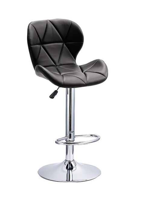 Height Adjustable Bar Stools PU Faux Leather Padded Swivel Barstools Modern Counter Height Chairs with Backrest and Footrest for Pub Kitchen Counter (Black, 1)