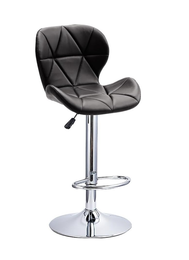 Generic Height Adjustable Bar Stools PU Faux Leather Padded Swivel Barstools Modern Counter Height Chairs with Backrest and Footrest for Pub Kitchen Counter (Black, 1)  - Image 1