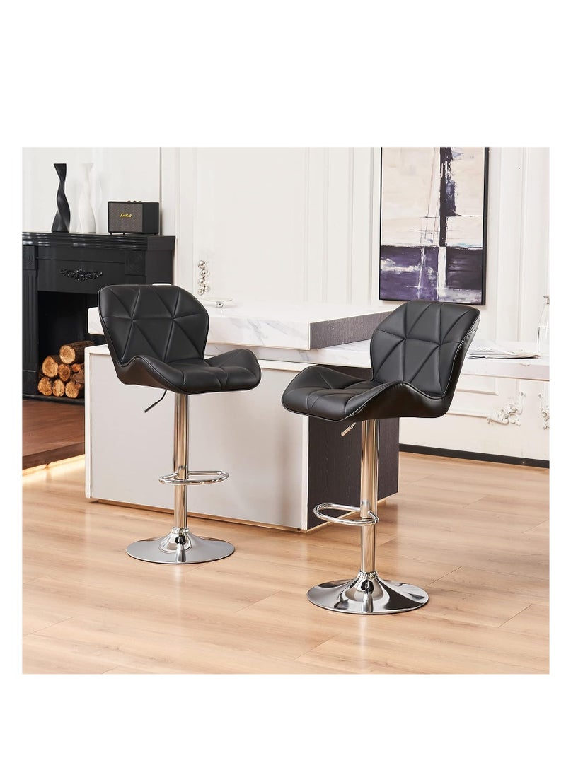 Generic Height Adjustable Bar Stools PU Faux Leather Padded Swivel Barstools Modern Counter Height Chairs with Backrest and Footrest for Pub Kitchen Counter (Black, 1)  - Image 3