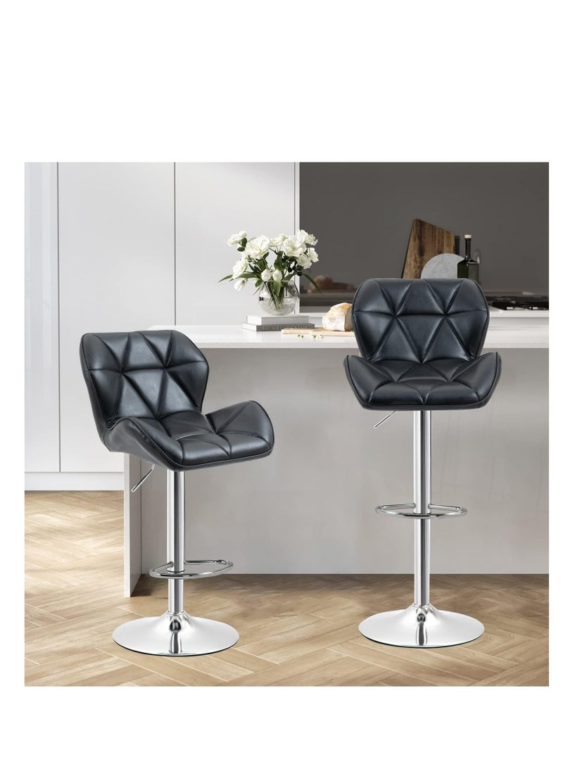 Generic Height Adjustable Bar Stools PU Faux Leather Padded Swivel Barstools Modern Counter Height Chairs with Backrest and Footrest for Pub Kitchen Counter (Black, 1)  - Image 4