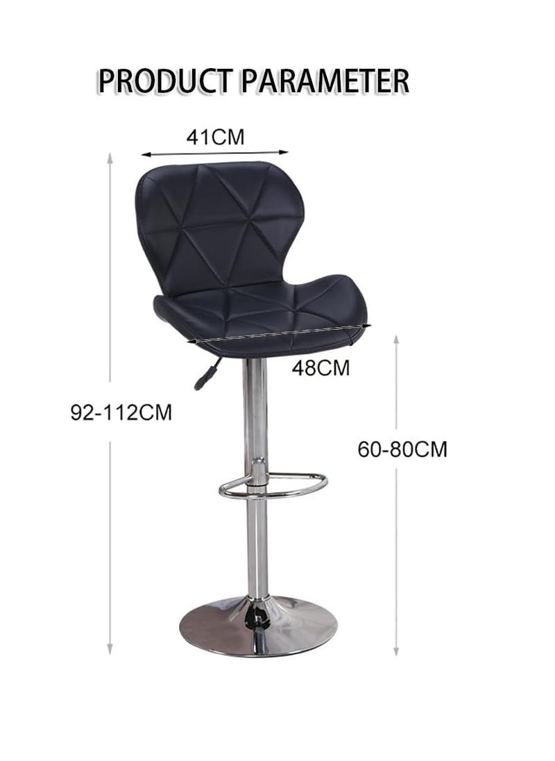 Generic Height Adjustable Bar Stools PU Faux Leather Padded Swivel Barstools Modern Counter Height Chairs with Backrest and Footrest for Pub Kitchen Counter (Black, 1)  - Image 2