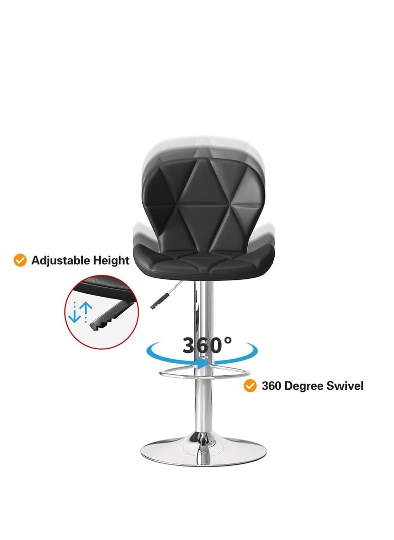 Generic Height Adjustable Bar Stools PU Faux Leather Padded Swivel Barstools Modern Counter Height Chairs with Backrest and Footrest for Pub Kitchen Counter (Black, 1)  - Image 5