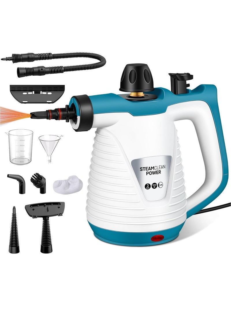 منظف بخاري محمول باليد، منظف بخاري للتنظيف، منظف بخاري محمول متعدد الأغراض للاستخدام المنزلي مع قفل أمان و9 ملحقات لإزالة الأوساخ والشحوم وغيرها، توفير الوقت والجهد - Image 1