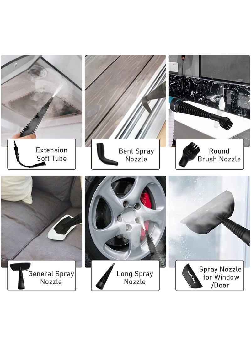 منظف بخاري محمول باليد، منظف بخاري للتنظيف، منظف بخاري محمول متعدد الأغراض للاستخدام المنزلي مع قفل أمان و9 ملحقات لإزالة الأوساخ والشحوم وغيرها، توفير الوقت والجهد - Image 4