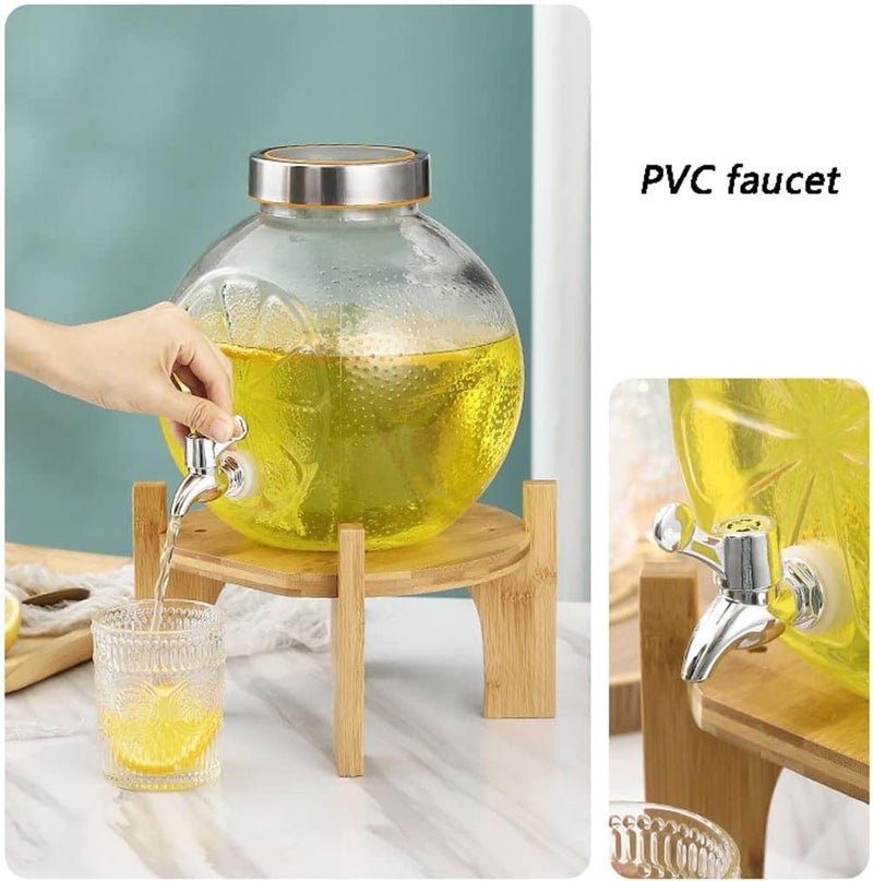 Bellemax 3 LTR Glass Beverage Mosambi Shaped Dispenser with Tap, Drink Dispensers for Beer, Water, Cocktails, Detox Drinks & More Perfect for Parties,Bars,Restaurants,Decoration,Daily Use (BX-08) - Image 5