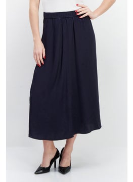 Women Plain Midi Skirt, Navy