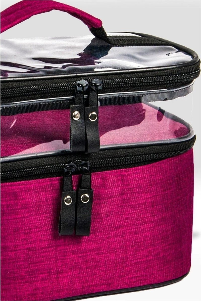 Bambus Home Women's Makeup Bag Two Large Compartments Hanging Foldable Care Travel Organizer  - Image 3