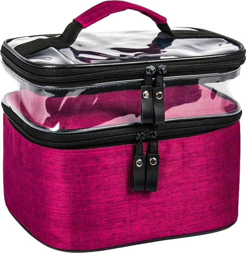 Bambus Home Women's Makeup Bag Two Large Compartments Hanging Foldable Care Travel Organizer  - Image 2