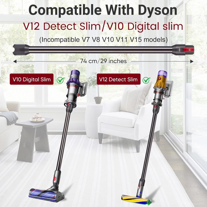 LBLVBNEWD عصا تمديد استبدال متوافقة مع Dyson V12 Detect Slim و V10 Digital Slim اللاسلكية، أجزاء استبدال المكنسة الكهربائية الممتدة، رمادي - Image 2