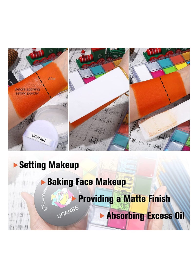 Ucanbe - UCANBE Athena Face Body Paint Oil Palette + Translucent Setting Powder + 10PCS Brushes Set, Professional Non Toxic Face Painting Pallet Kit for Halloween SFX Cosplay Clown Makeup for Women Adults - Image 1