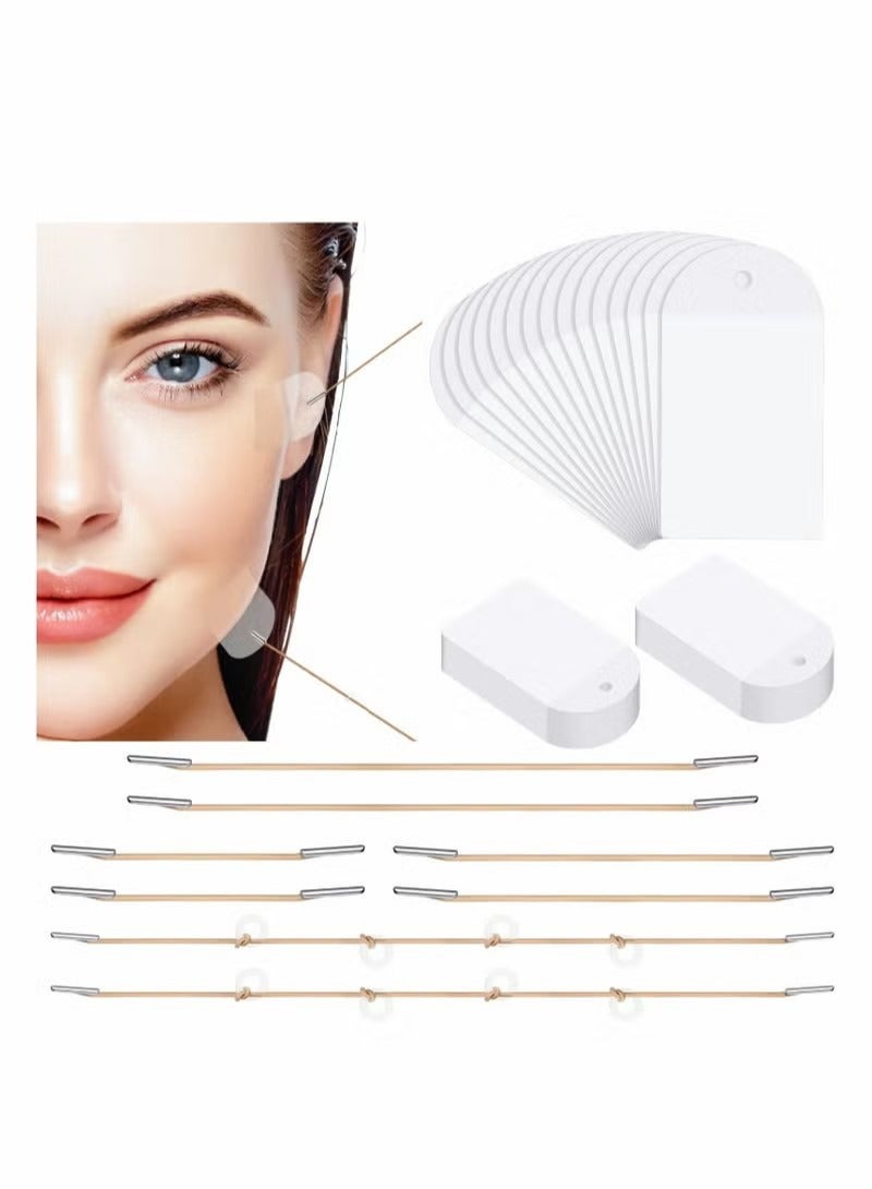 40 Pcs Face Lifting Tapes with 8 Pcs Lifting Rope Sets, Invisible Face Lift Tape Instant Face Lift Sticker Adhesive Lifting Patch Quick Face Lifting Band Neck Eye Lift Tape for Women Face Beauty - Image 1
