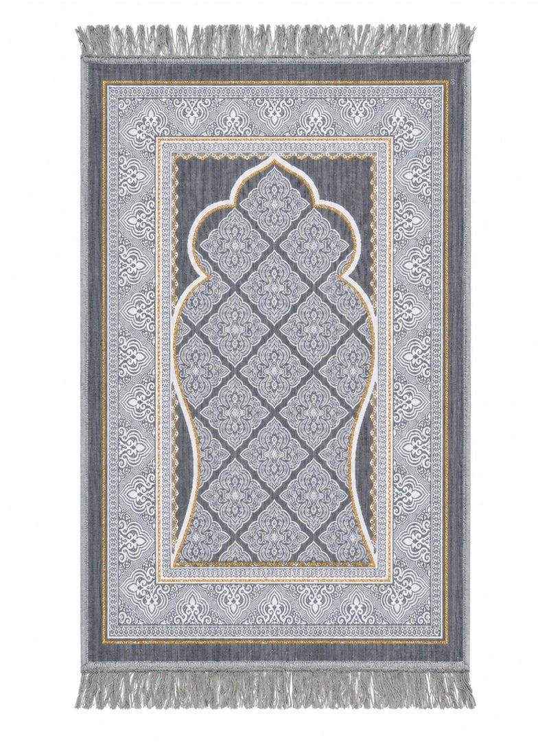 Portable Prayer Mat – Foldable Sajadah Janamaz | Lightweight Non-Slip Travel Prayer Rug for Home Mosque Hajj Umrah | Light Grey - Image 4