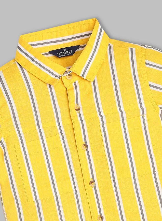 Infinity Kids Yellow Striped Short Sleeve Shirt