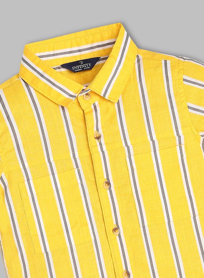 Infinity Kids Yellow Striped Short Sleeve Shirt - Image 2