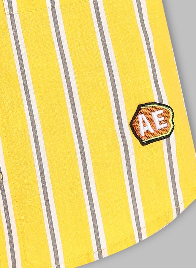 Infinity Kids Yellow Striped Short Sleeve Shirt - Image 3