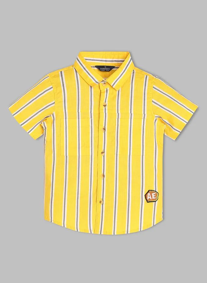 Infinity Kids Yellow Striped Short Sleeve Shirt