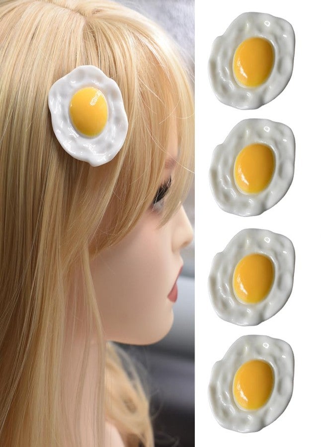Ynxee 4 Pcs Cute Poached Egg Hair Clips Egg Yolk Barrettes Non-Slip Hairpins for Women and Girls Small Hair Accessories - Image 1