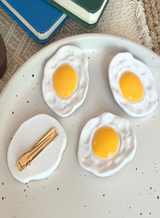 Ynxee 4 Pcs Cute Poached Egg Hair Clips Egg Yolk Barrettes Non-Slip Hairpins for Women and Girls Small Hair Accessories - Image 4