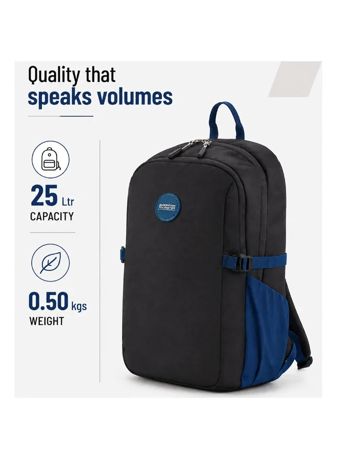 American Tourister Multicolour Daybreak Backpack 22L Capacity, 100% Polyester, Black|15.6" Laptop Compartment|Tractum Strap|Elastic Pocket|Ergo Back & Shoulder|Bottle Holder|Front Storage Pocket - 1 Year International Warranty  | Best Price UAE