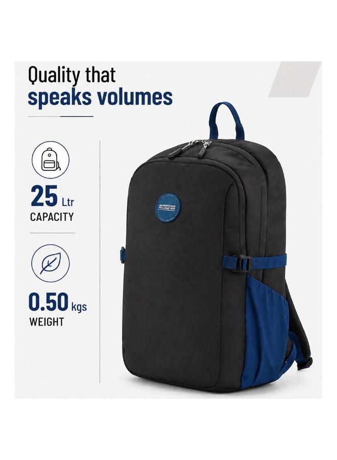 AMERICAN TOURISTER Daybreak Backpack 22L Capacity, 100% Polyester, Black|15.6" Laptop Compartment|Tractum Strap|Elastic Pocket|Ergo Back & Shoulder|Bottle Holder|Front Storage Pocket - 1 Year International Warranty - Image 2