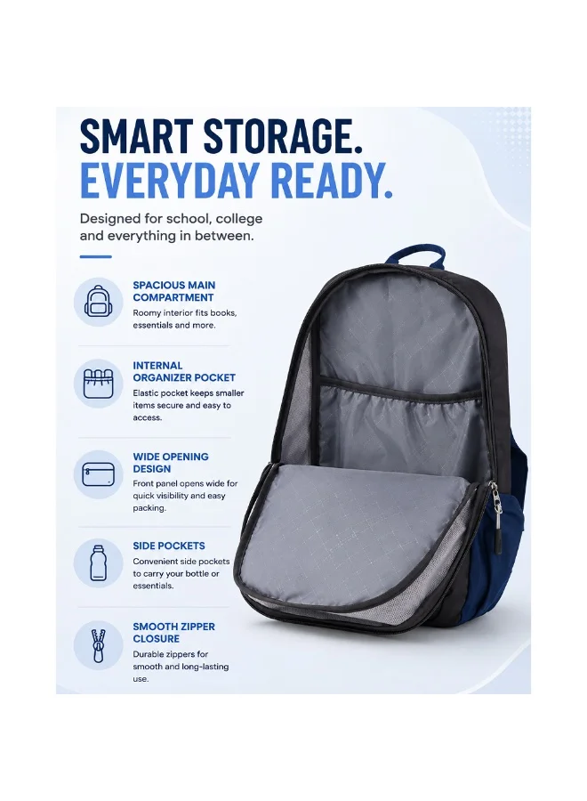 American Tourister Multicolour Daybreak Backpack 22L Capacity, 100% Polyester, Black|15.6" Laptop Compartment|Tractum Strap|Elastic Pocket|Ergo Back & Shoulder|Bottle Holder|Front Storage Pocket - 1 Year International Warranty  | Best Price UAE