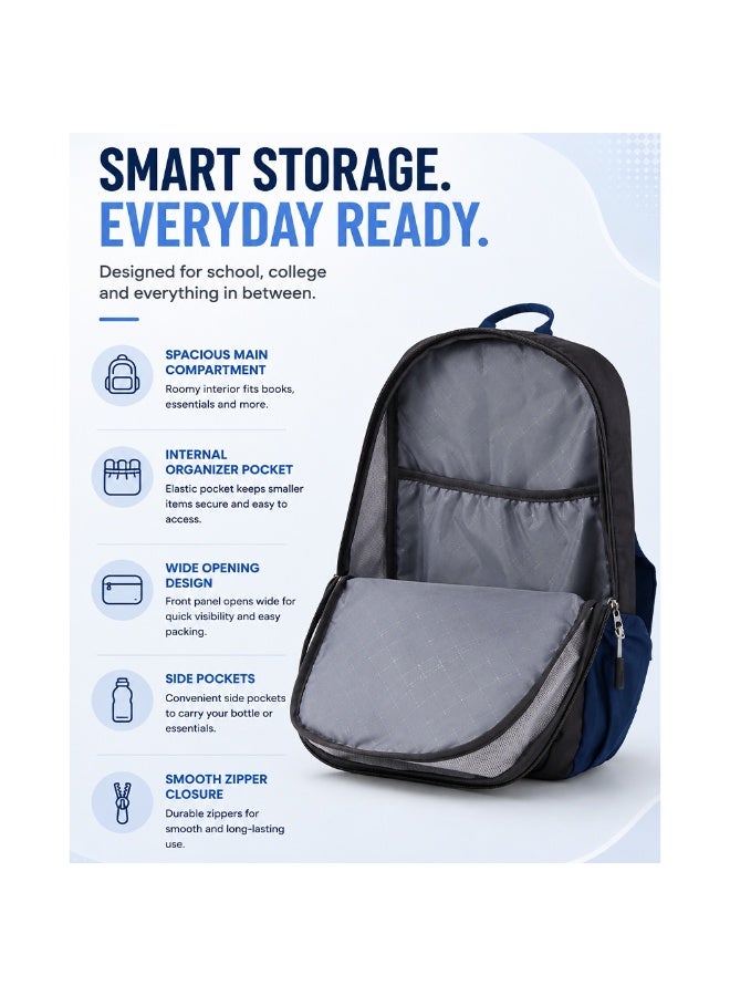 AMERICAN TOURISTER Daybreak Backpack 22L Capacity, 100% Polyester, Black|15.6" Laptop Compartment|Tractum Strap|Elastic Pocket|Ergo Back & Shoulder|Bottle Holder|Front Storage Pocket - 1 Year International Warranty - Image 3