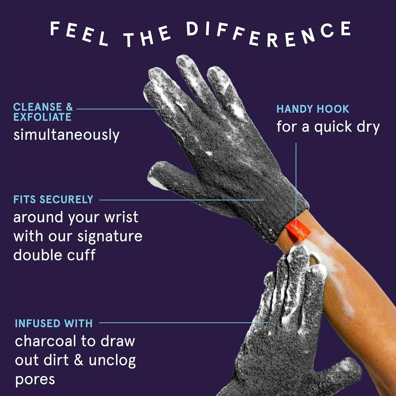 Cleanlogic Clean Logic Detox Charcoal Exfoliating Bath Glove, 3 Count - Image 3