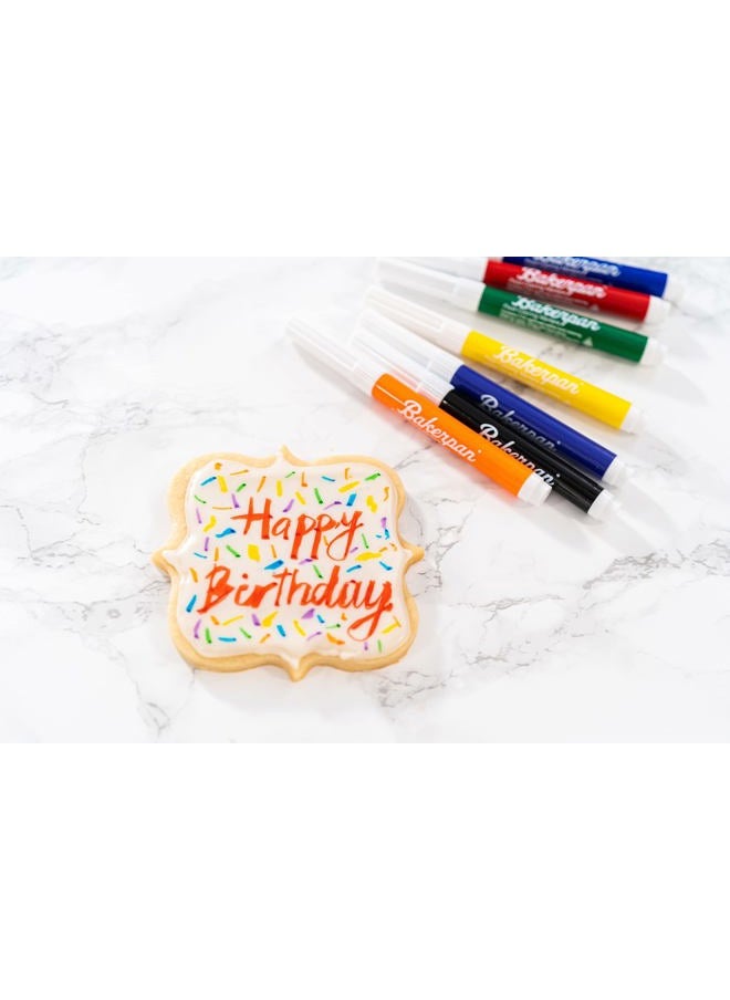 Bakerpan Food Coloring Markers, Standard Tip Edible Markers for Cookie Decorating, Edible Colored Ink Pens - Set of 7 (Made in USA)  - Image 4