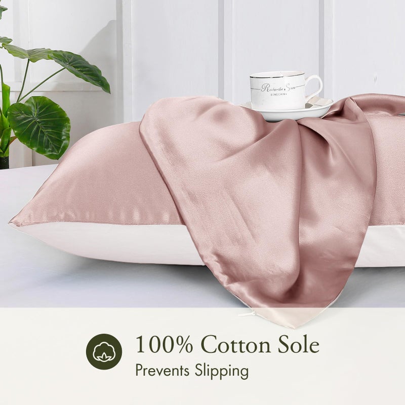 LilySilk غطاء وسادة من الحرير الطبيعي من LILYSILK للشعر والبشرة مع جانب قطن قياسي 20x26 بوصة وردي فاتح 1 قطعة 19 موم - Image 3