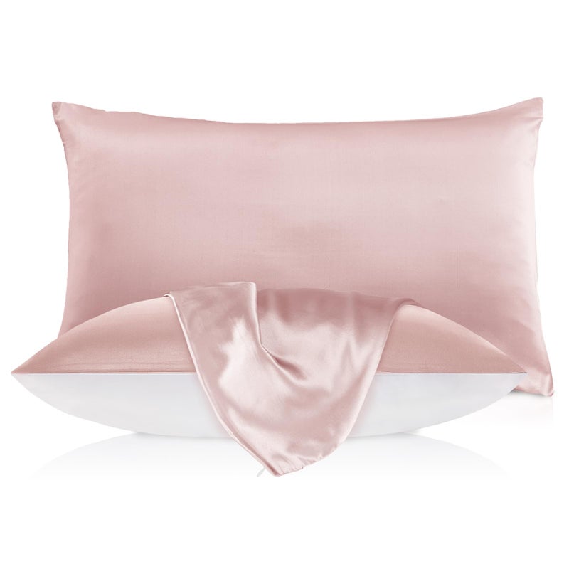 LilySilk غطاء وسادة من الحرير الطبيعي من LILYSILK للشعر والبشرة مع جانب قطن قياسي 20x26 بوصة وردي فاتح 1 قطعة 19 موم - Image 1