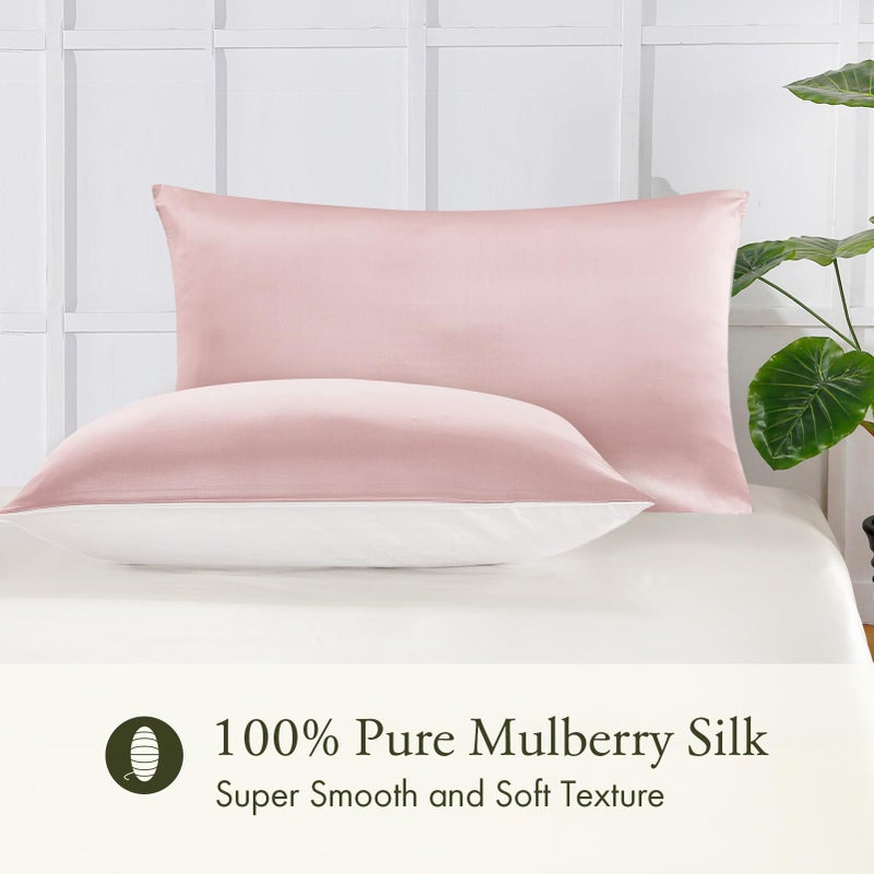 LilySilk غطاء وسادة من الحرير الطبيعي من LILYSILK للشعر والبشرة مع جانب قطن قياسي 20x26 بوصة وردي فاتح 1 قطعة 19 موم - Image 2